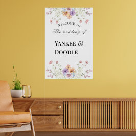 Poster Casamento moderno de primavera com flores silvestr