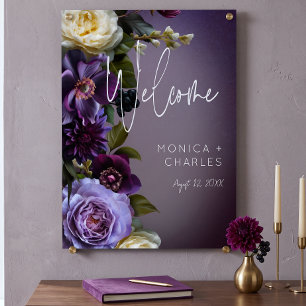 Poster Casamento Moderno Floral Roxo e Lavanda Sombrio