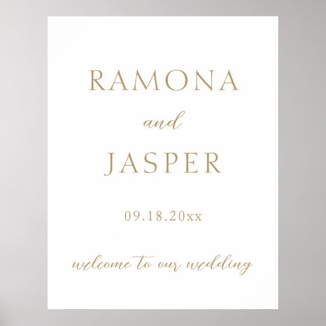 Poster Casamento Moderno Simples e Dourado (Frente)