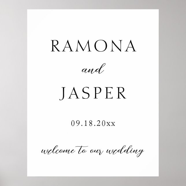 Poster Casamento Moderno Simples Negro e Branco (Frente)