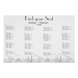 Pôster Casamento mundial de tipologia de sete maravilhas