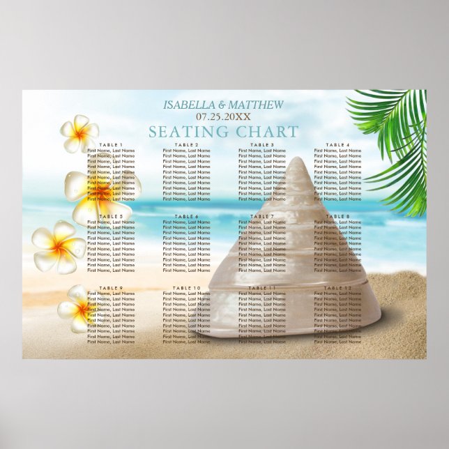 Poster Casamento na praia - Gráfico de assentos (Frente)