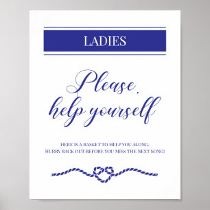 Poster Casamento Náutico Marinho Azul-Senhoras Cesta De