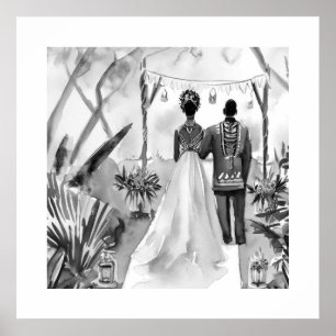 Poster Casamento Negro e Branco