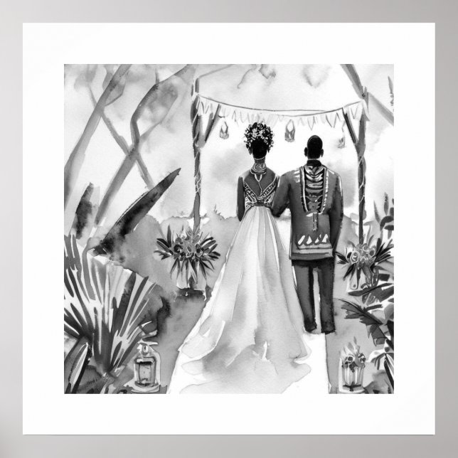 Poster Casamento Negro e Branco (Frente)