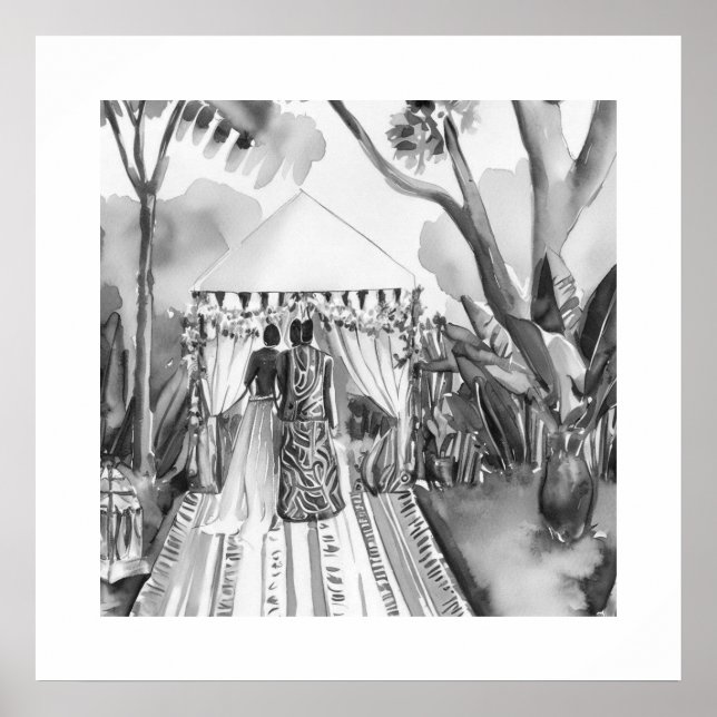 Poster Casamento Negro e Branco (Frente)