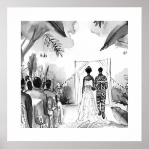 Poster Casamento Negro e Branco