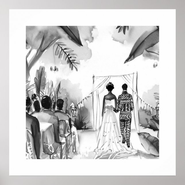 Poster Casamento Negro e Branco (Frente)