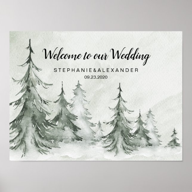 Poster Casamento no inverno de Árvores de Cores Aquáticas (Frente)