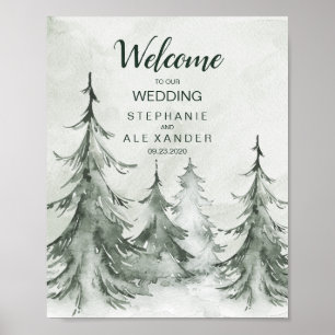 Poster Casamento no inverno de Árvores de Cores Aquáticas