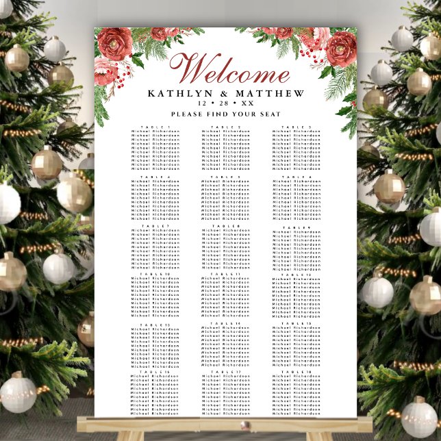 Poster Casamento no inverno Floral de Natal 18 Assento na (Criador carregado)