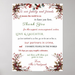 Poster Casamento no inverno Pine Cones Holly Red Berries