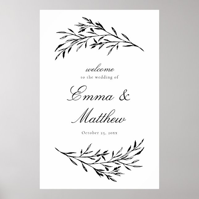Poster Casamento no Prado com Estilo Preto e Branco Bem-v (Frente)