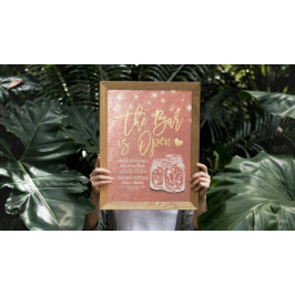 Poster Casamento O Bar é Abrir Menu Bebida Mason Jars Ros