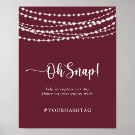Poster Casamento Oh Snap Rustic String Luzes Borgonha