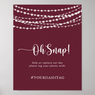 Poster Casamento Oh Snap Rustic String Luzes Borgonha