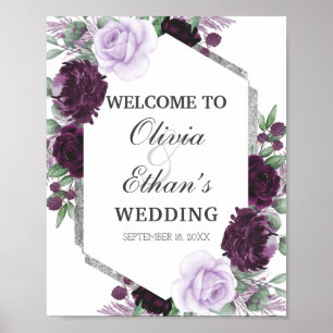 Poster Casamento outono de Prata de Cinzas de Púrpura
