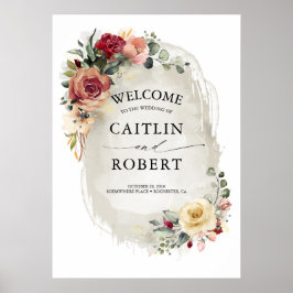 Poster Casamento outono Elegante Rustic Bloom