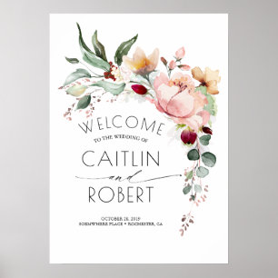 Poster Casamento outono Rustic Bloom Cascading Flowers