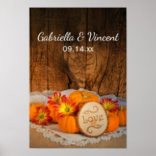 Poster Casamento outono Rustic Pumpkins