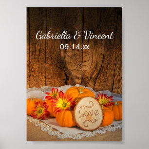 Poster Casamento outono rústico das abóboras