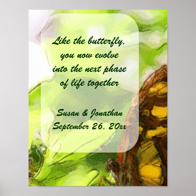 Poster Casamento Personalizado De Arte Por Aquarela De Bo (Frente)