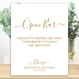 Poster Casamento Personalizado do Script Dourado do Elega