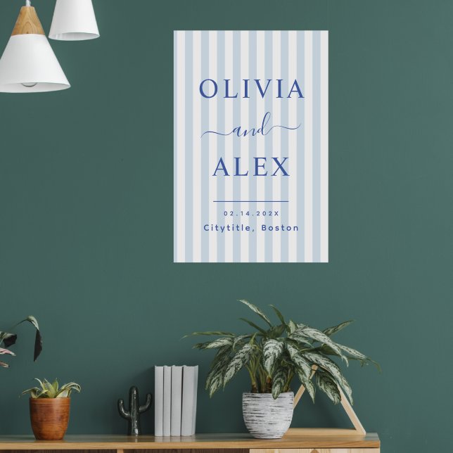 Poster Casamento Personalizado Francês Azul (Sala de Estar 1)