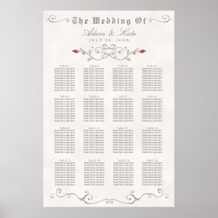 Poster Casamento pipe% elegante da rosa vermelha da CARTA