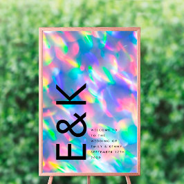 Poster Casamento por Monograma Ultra Moderno Iridescente