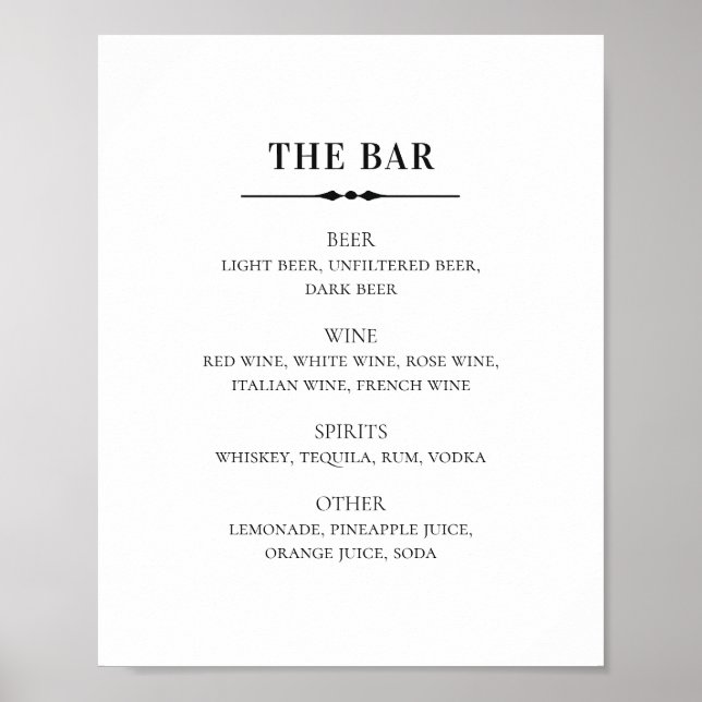 Poster Casamento preto e branco. Bar de bebidas alcoólica (Frente)