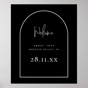 Poster Casamento Preto Retro Minimalista de Arcos Moderno