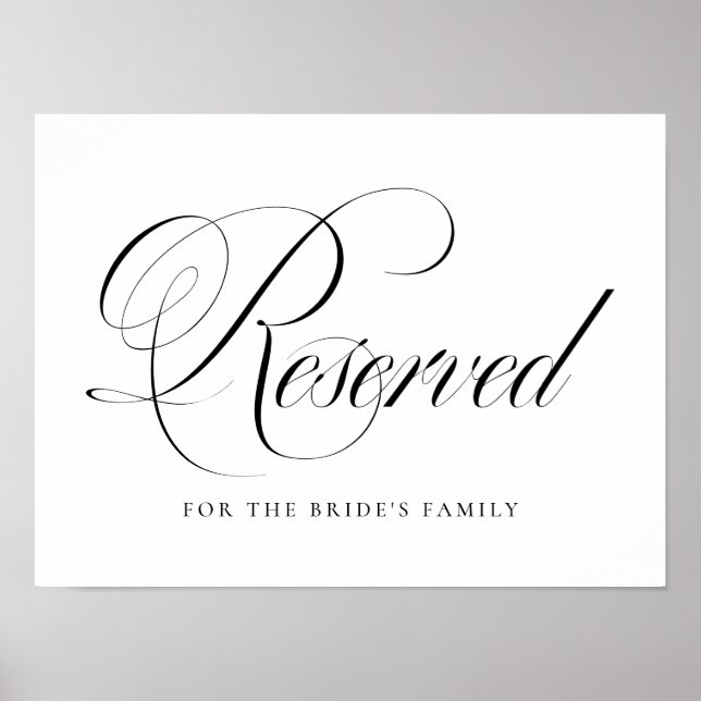 Poster Casamento Reservado de Script Flourish Preto (Frente)
