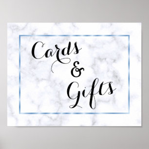 Poster Casamento Romântico Azul Marble