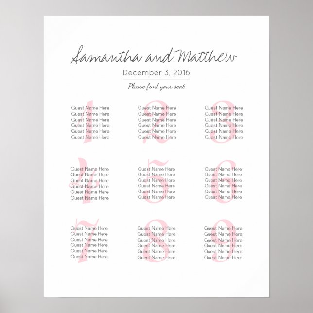 Poster Casamento Romântico Simples - menos mesas (Frente)