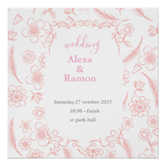 Pôster casamento rosa
