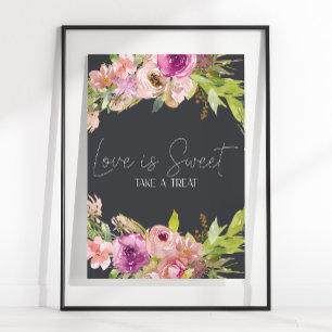 Poster Casamento Rosa Empoeirado Roxo Amor É Doce Favor