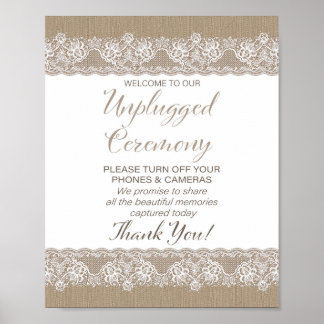 Poster Casamento Russo de Burlap e Lace desconectado