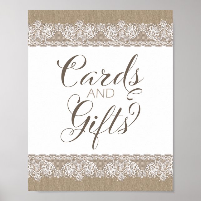 Poster Casamento Russo de Burlap e Lace, Sinal de Chá de  (Frente)