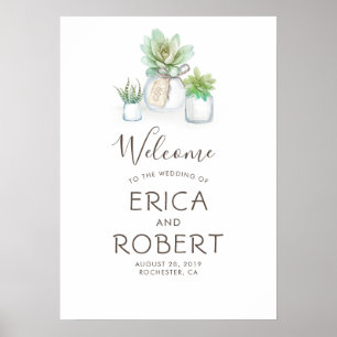 Poster Casamento Russo de Greenery Mason Jars