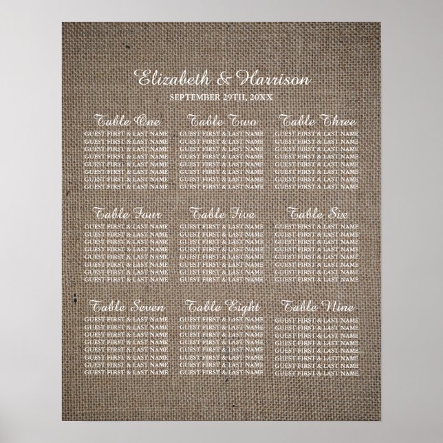Poster Casamento Rustic Burlap (Frente)