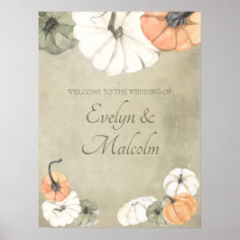 Poster Casamento Rustic Fall Autumn White, Orange Pumpkin