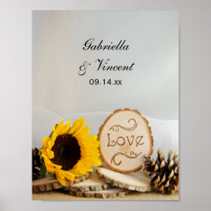 Pôster Casamento Rustic Sunflower Woodland