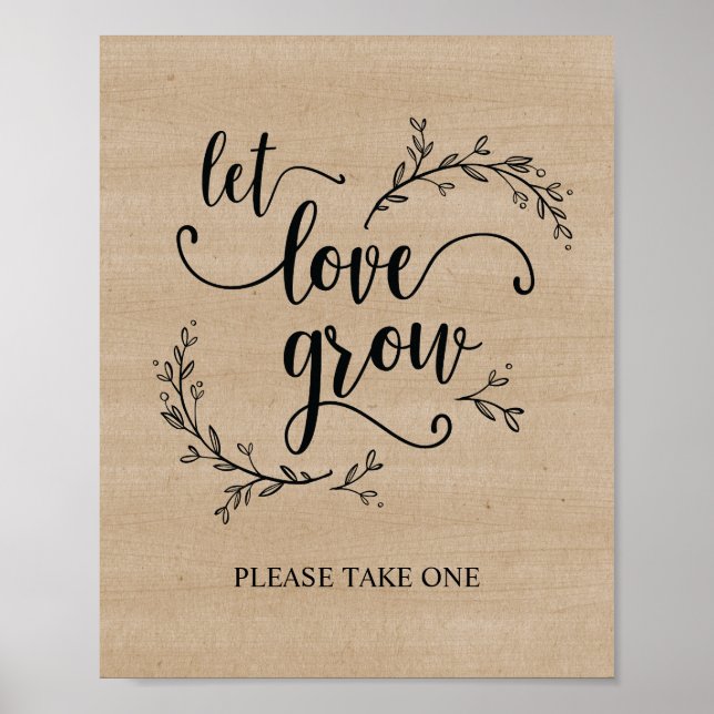 Poster Casamento Rustic Vines Deixe o Amor Crescer sinal  (Frente)