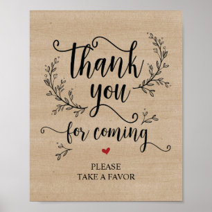 Poster Casamento Rustic Vines Obrigado Siga o sinal do fa