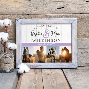 Poster Casamento Rustic White Barn Wood Newlyweds 4-Foto