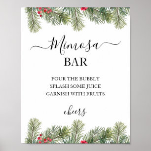 Poster Casamento Rustic Winter Berry Pine Greenery