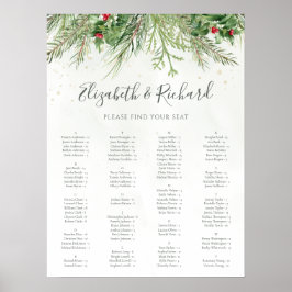 Poster Casamento Rustic Winter Greenery Berries Pine Cone