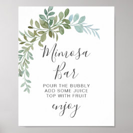 Poster Casamento Rústico Aquarela Eucalipto Verde Suave