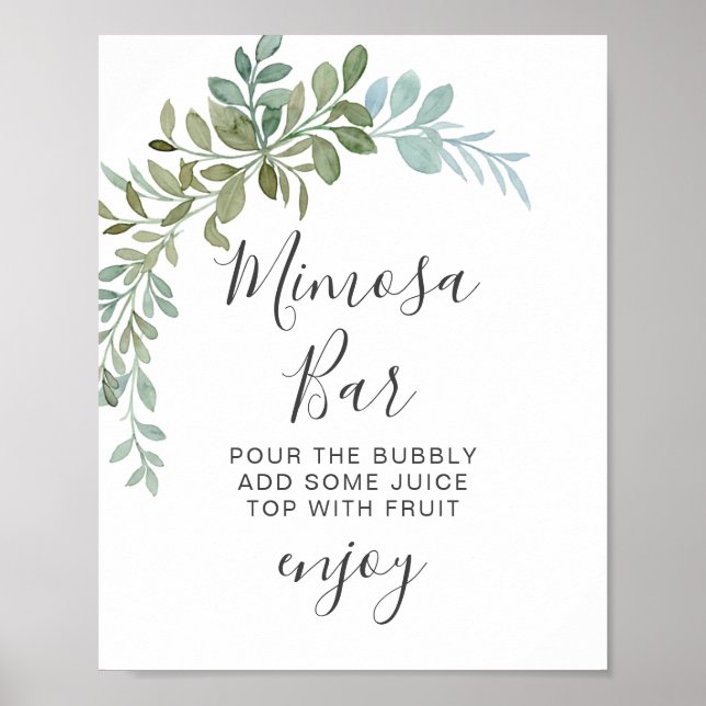 Poster Casamento Rústico Aquarela Eucalipto Verde Suave (Frente)